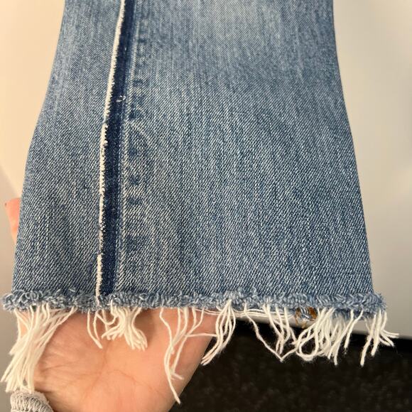 Levis Re/Done Straight Leg Denim Jeans Blue Exposed Zipper Raw Hem Size 25 Retro - Picture 6 of 14